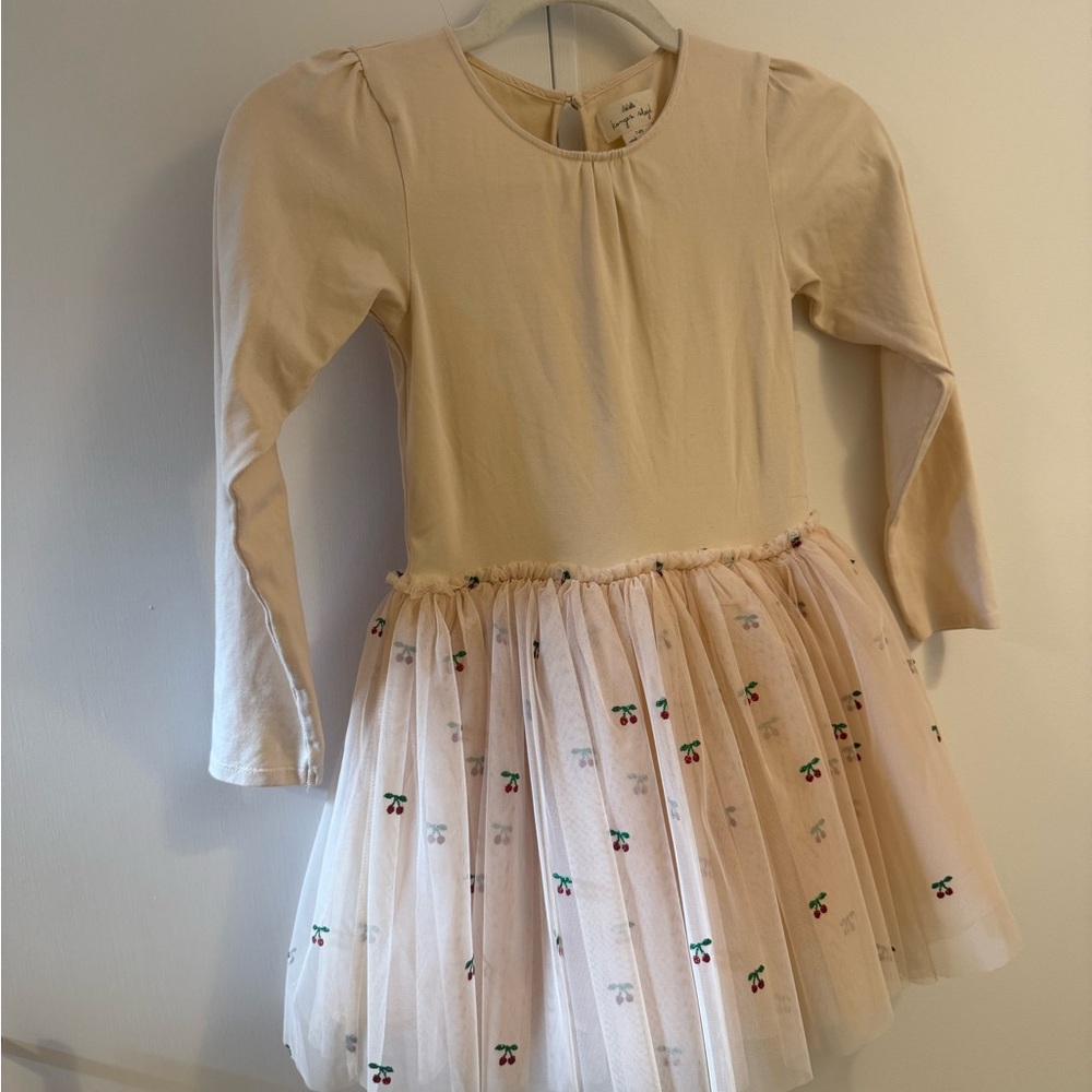 Konges Slojd Long Sleeve Fairy Dress with Cherry Print